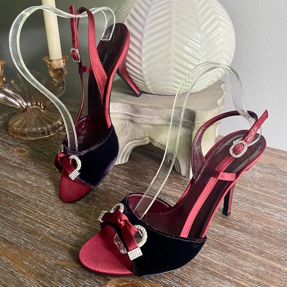 Sergio Rossi Burgundy Wine Sparkly Heels Women’s 39 - Picture 10 of 13